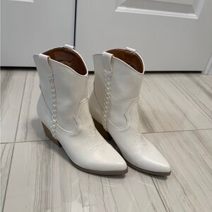 White Western Ankle Boots